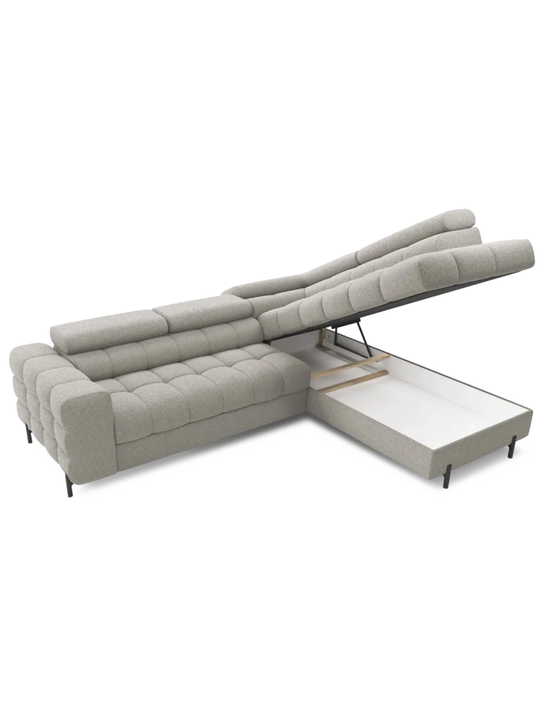 Divano angolare destro convertibile Beige 5 posti FERRUM con chaise longue 276x93x200cm