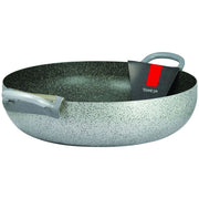 Trade Shop - Tegame In Alluminio Antiaderente Grigio Pietra Da 36-40 Cm Pentola Con 2 Manici A Tubo -