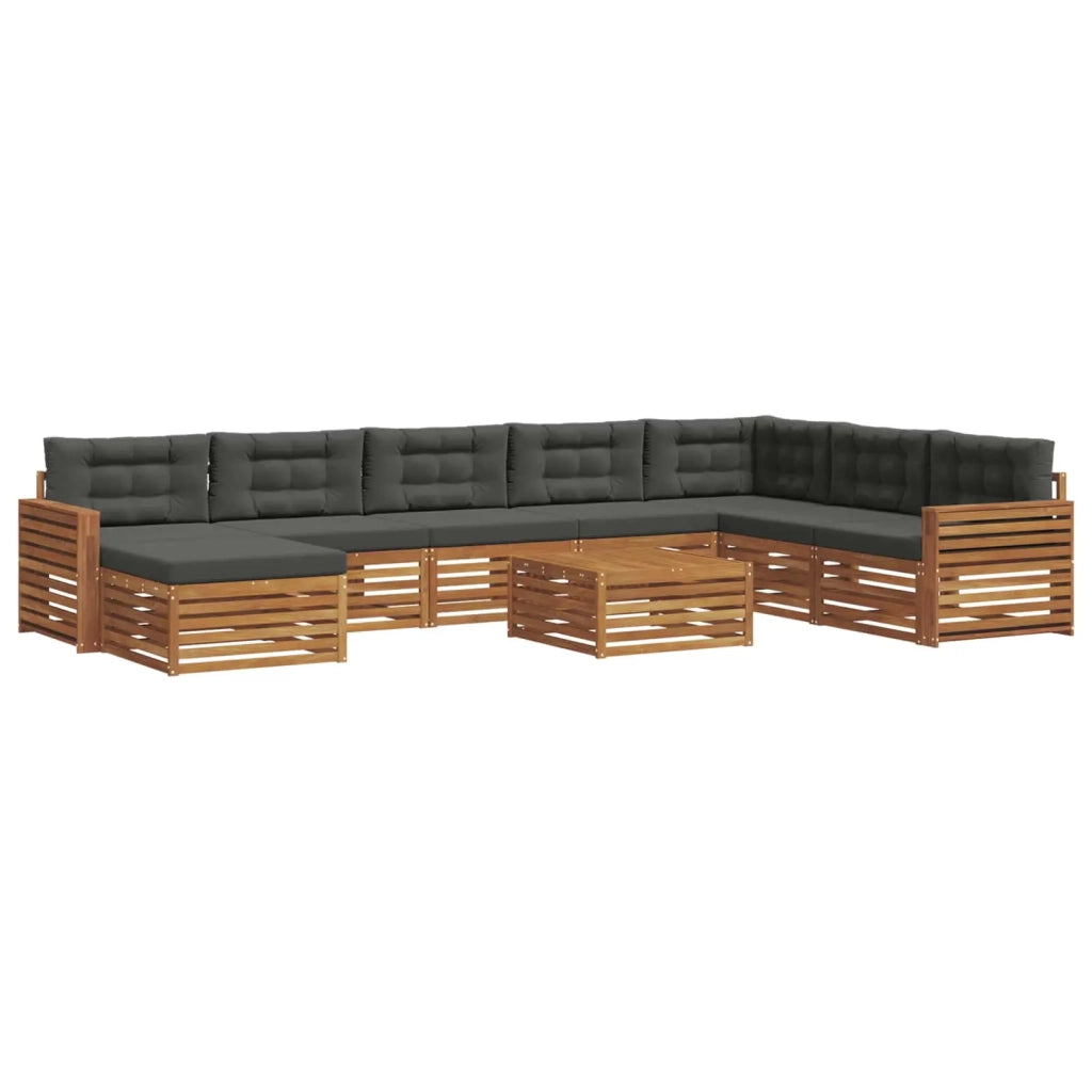 Set di divani da esterno con cuscino 9 pcs Naturale e Antracite 3373987