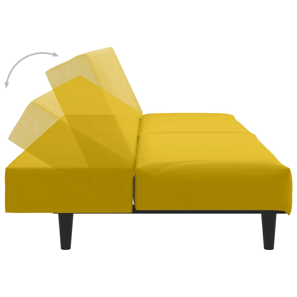 Divano Letto a 2 Posti Giallo in Velluto 375933
