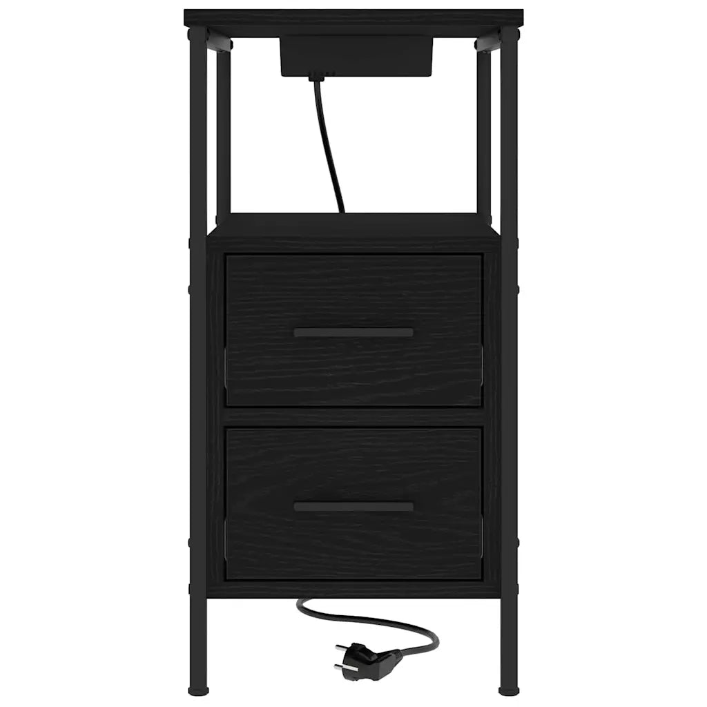 Armadio da Notte Rovere Nero 30 x 48 x 61 cm Legno multistrato 859410