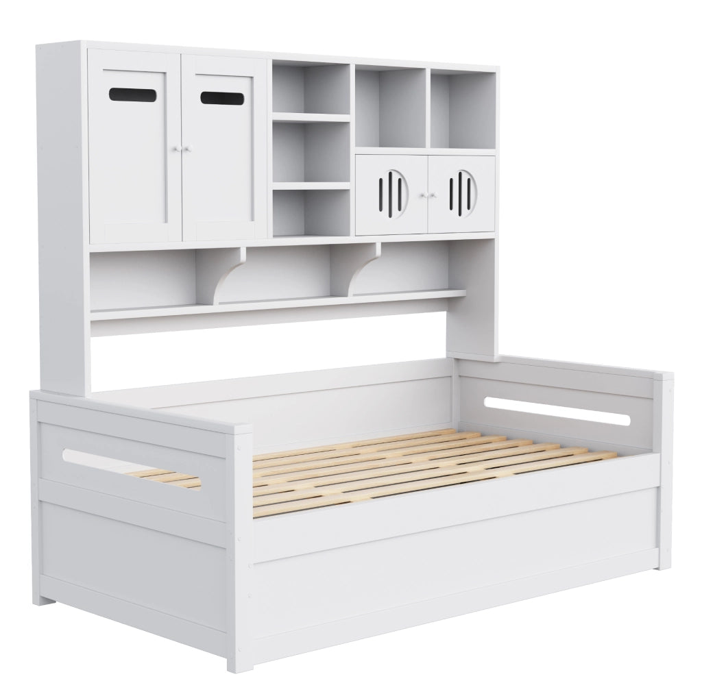 Letto singolo multifunzionale 90x200 cm con contenitore idraulico e vani portaoggetti
