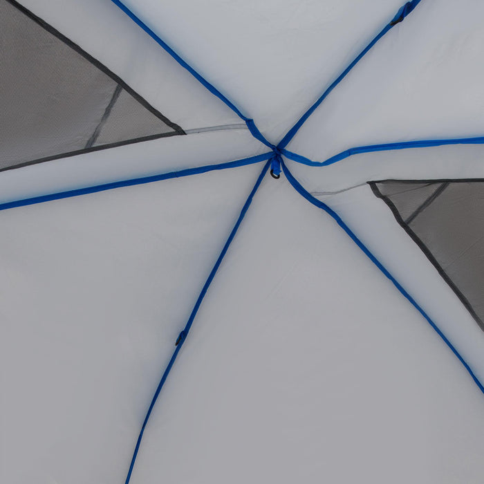 Tenda da Campeggio 4-8 Persone 4x2,75x2,1m in Tessuto Taffetà Grigio