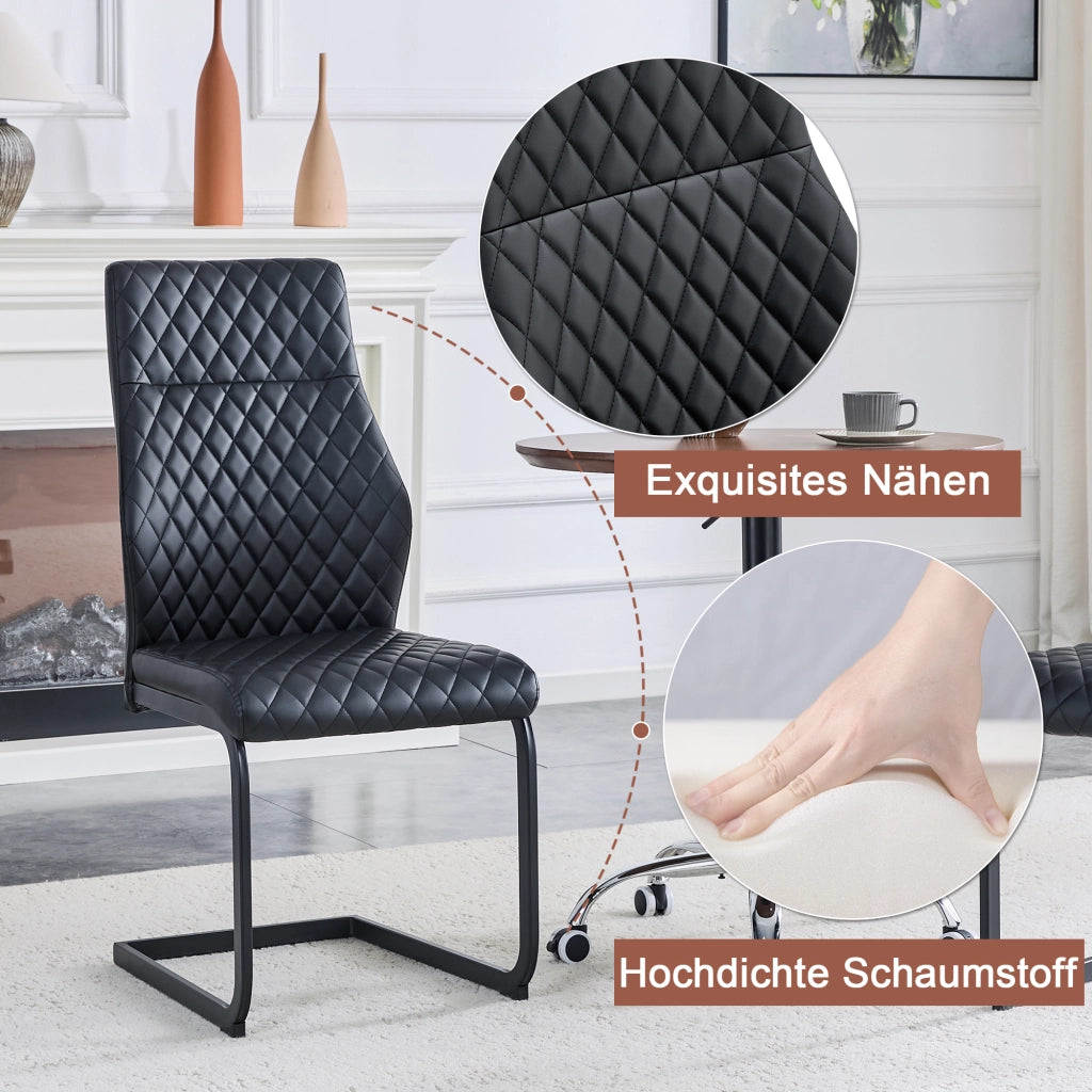 Tavolo da Pranzo Rotondo con 2 Sedie ¨C MINIMAL ¨C Piano MDF Nero, Gambe Cilindriche, 100 cm