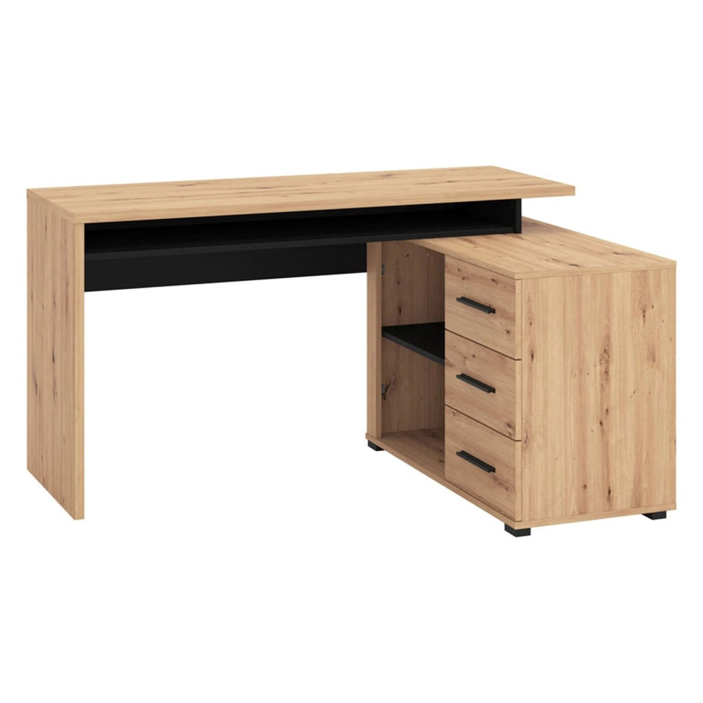 Sapri, Scrivania Angolare, 137.5x101.5x75h cm Marrone Rovere Nodi