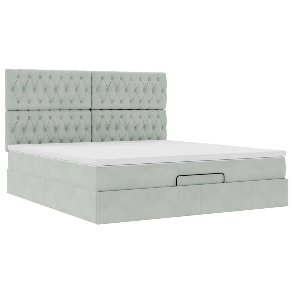 Struttura Letto Pouf con Materassi 160x200 cm in Velluto 3314402