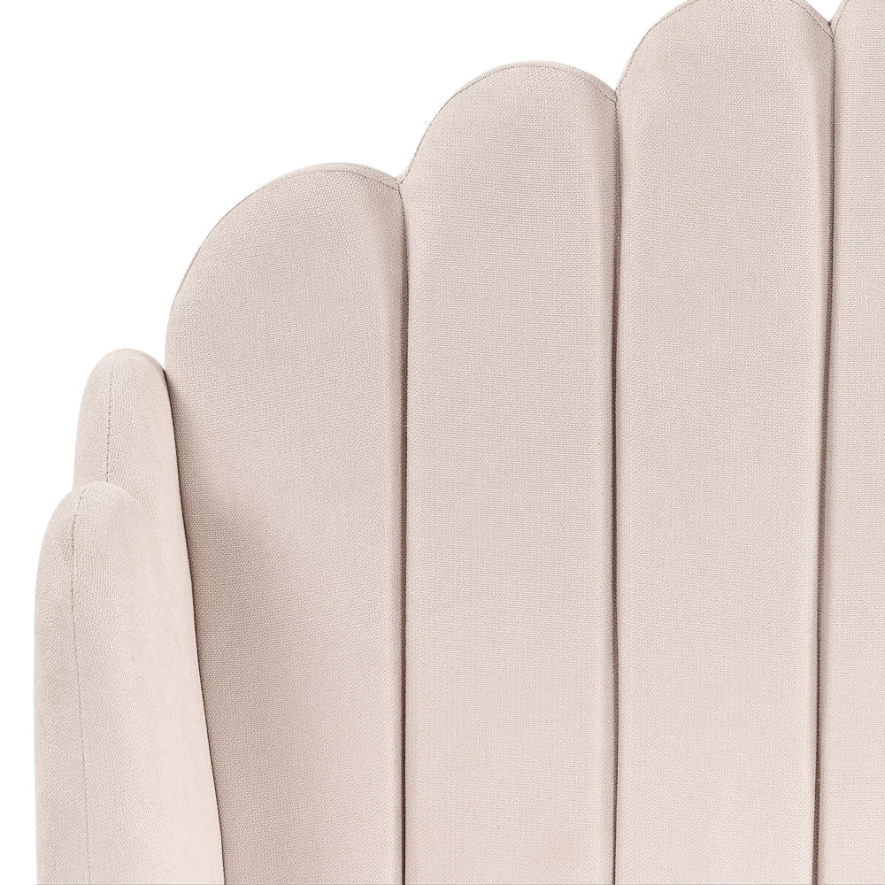 Letto con rete in tessuto poliestere beige chiaro 160 x 200 cm gambe in metallo testata retro capitonné