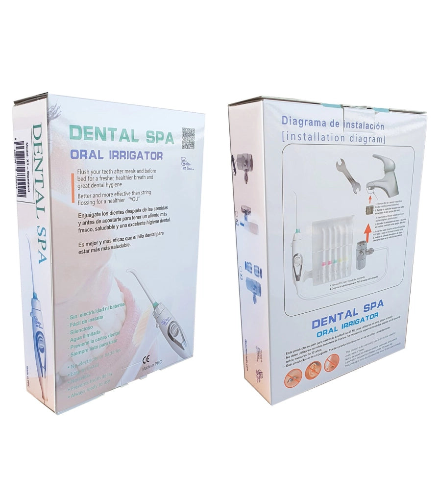 Irrigatore Dentale Standard | Senza Batterie né Elettricità | Pressione Rubinetto | Getto Lineare, Illimitato e Silenzioso