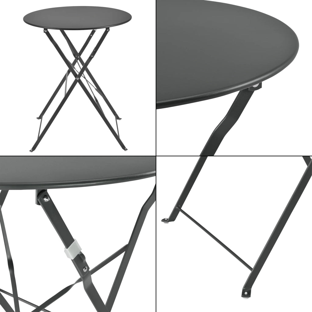 Set da bistrot da giardino pieghevole Caprile acciaio grigio scuro 03_0006938