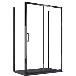 Box Doccia 3 Lati 75x140x75 cm 1 anta Scorrevoli con Profili Neri in Cristallo trasparente 6mm H195 Bonussi Sole