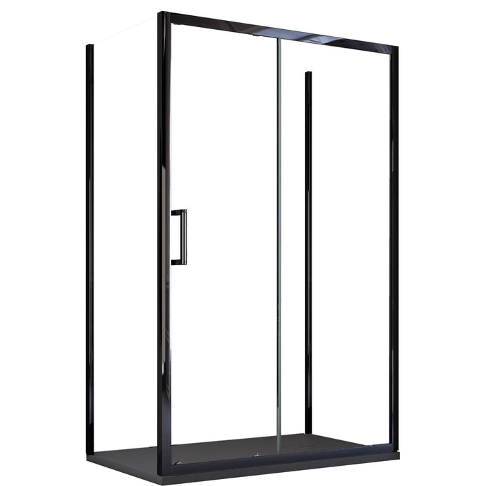 Box Doccia 3 Lati 75x140x75 cm 1 anta Scorrevoli con Profili Neri in Cristallo trasparente 6mm H195 Bonussi Sole