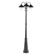Lampione a 3 luci Lampada da sentiero nera Paralume sintetico in alluminio Illuminazione esterna da giardino Design moderno