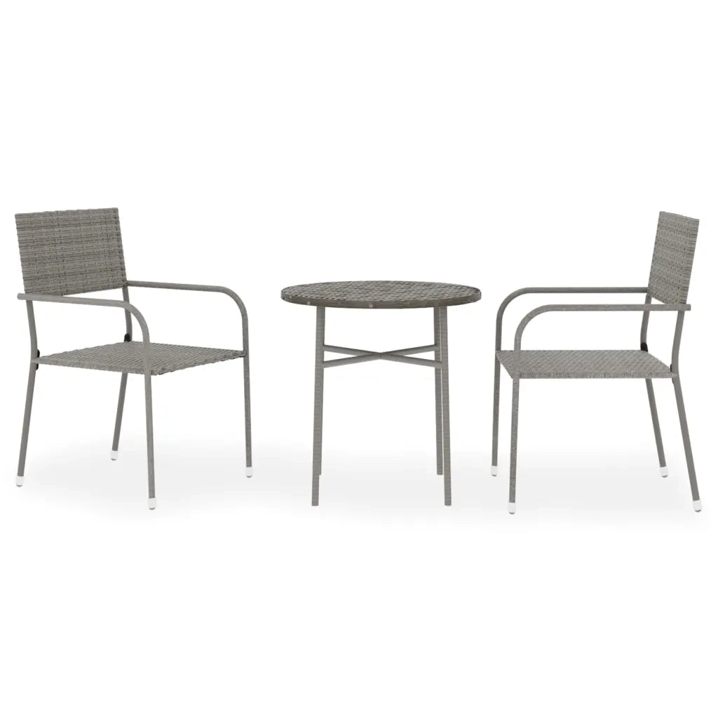 Set Mobili da Pranzo per Giardino 3 pz | Set Salotto da Giardino in Polyrattan Grigio