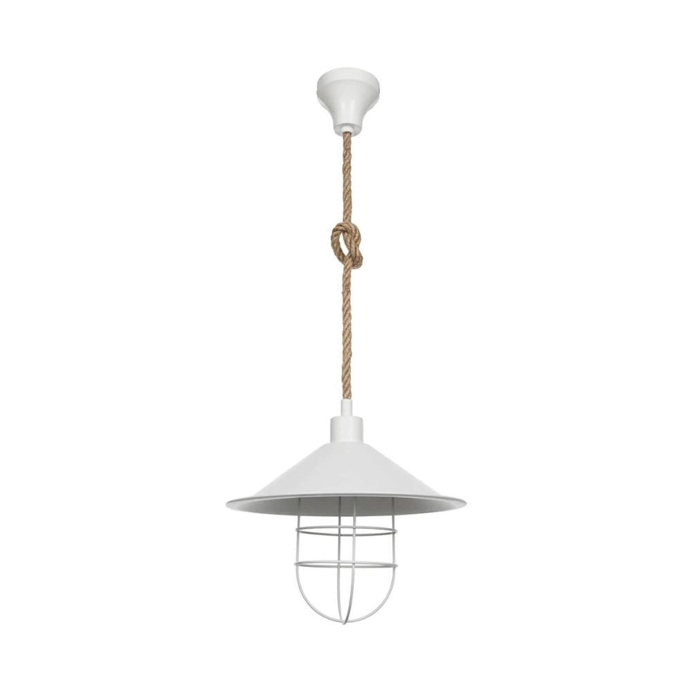 Lampada da soffitto Bulut ASZ0631 metallo bianco e corda iuta EFFEZ
