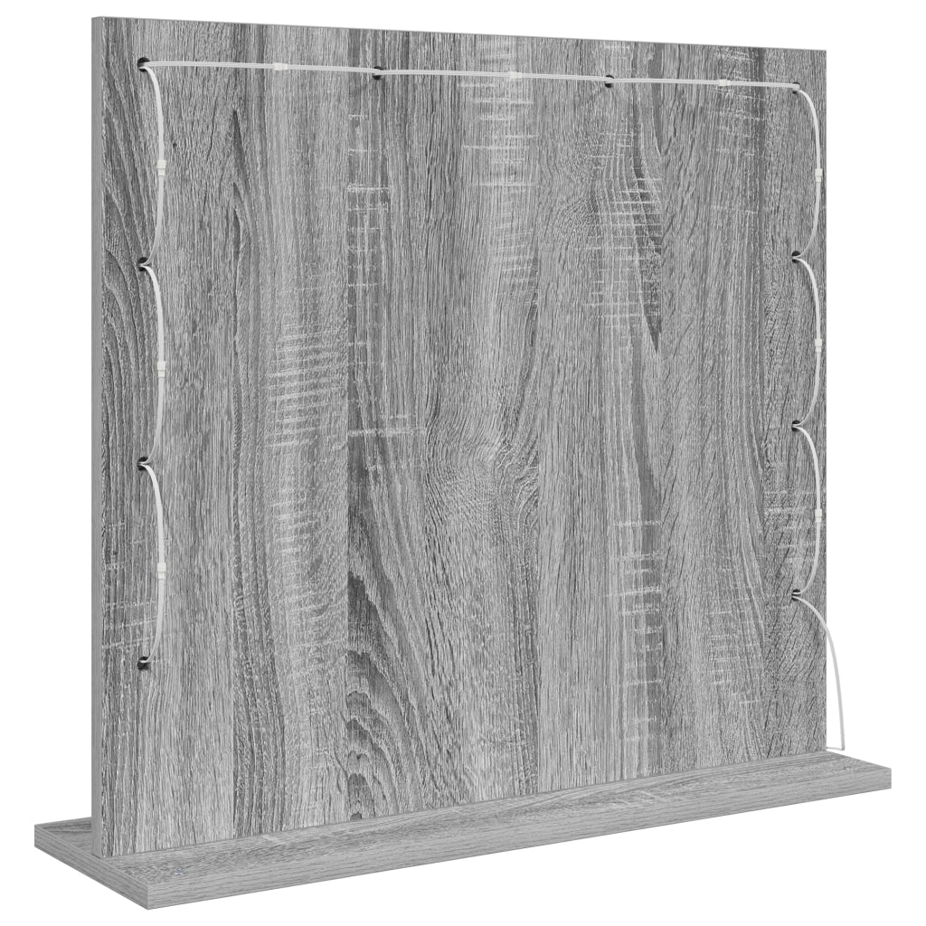 Specchio da toeletta con luci LED Grigio Sonoma 60x55x18 cm