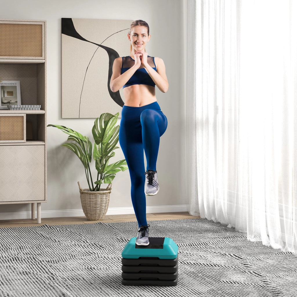 Step Fitness Stepper Antiscivolo con Altezza Regolabile ¨C zephmum ¨C Blu, 10-30 cm, 150 kg