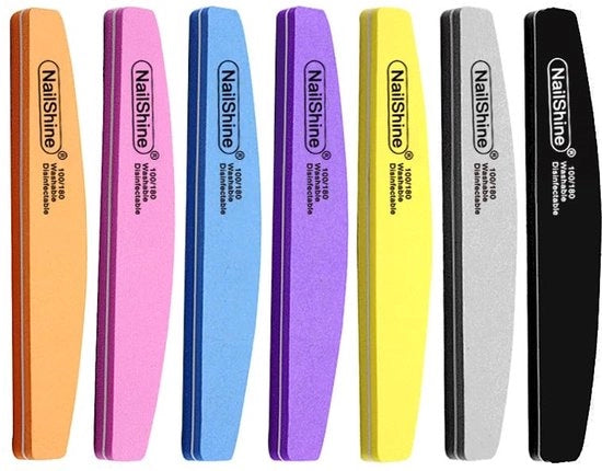 Kit di viti per unghie 10 pezzi - Doppia faccia 100/180 grano - Design a mezzaluna - Portatile - Imbottito - Adatto per manicure/pedicure - Viti per unghie