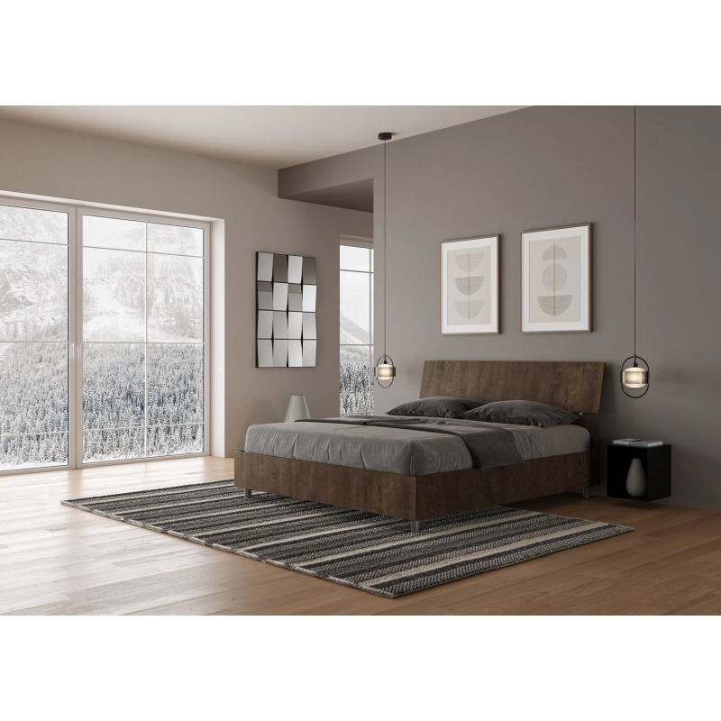 Letto Matrimoniale 160x190 cm testata inclinata Demas - Con rete,Noce