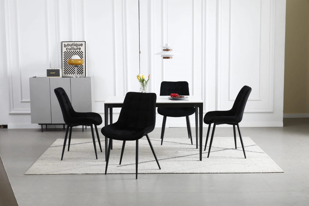 Sedia VALORA BERA - Design moderno in velluto nero per soggiorno, SKU 3816