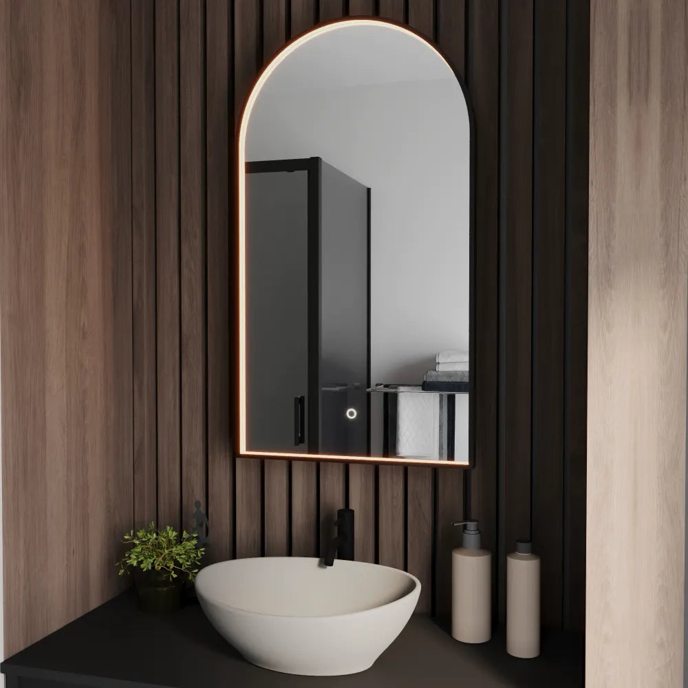 Specchio led retroilluminato 45x80cm con cornice nero opaco luce calda, neutra, fredda e anti-appannamento | Tarf
