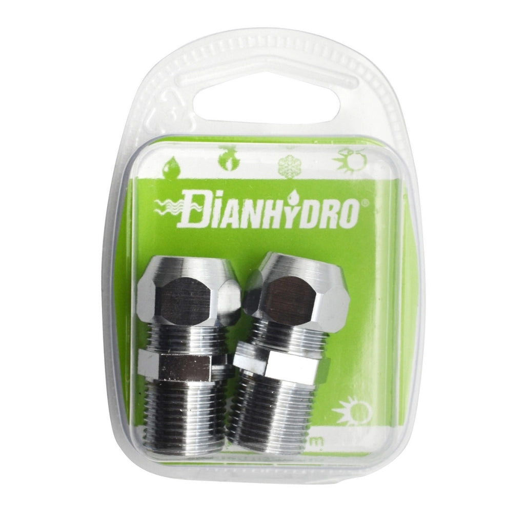 2 PZ NIPPLES BICONO CROMATO PER CANNETTE BLISTER- pz.2 x (1/2x3/8) Diam. 10- FAIDF- pezzi 1