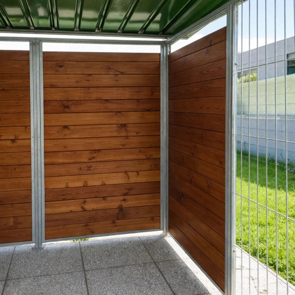 Box per cani coperto retro e 1 metro laterale in legno zincato a caldo da 300x200xh180 cm