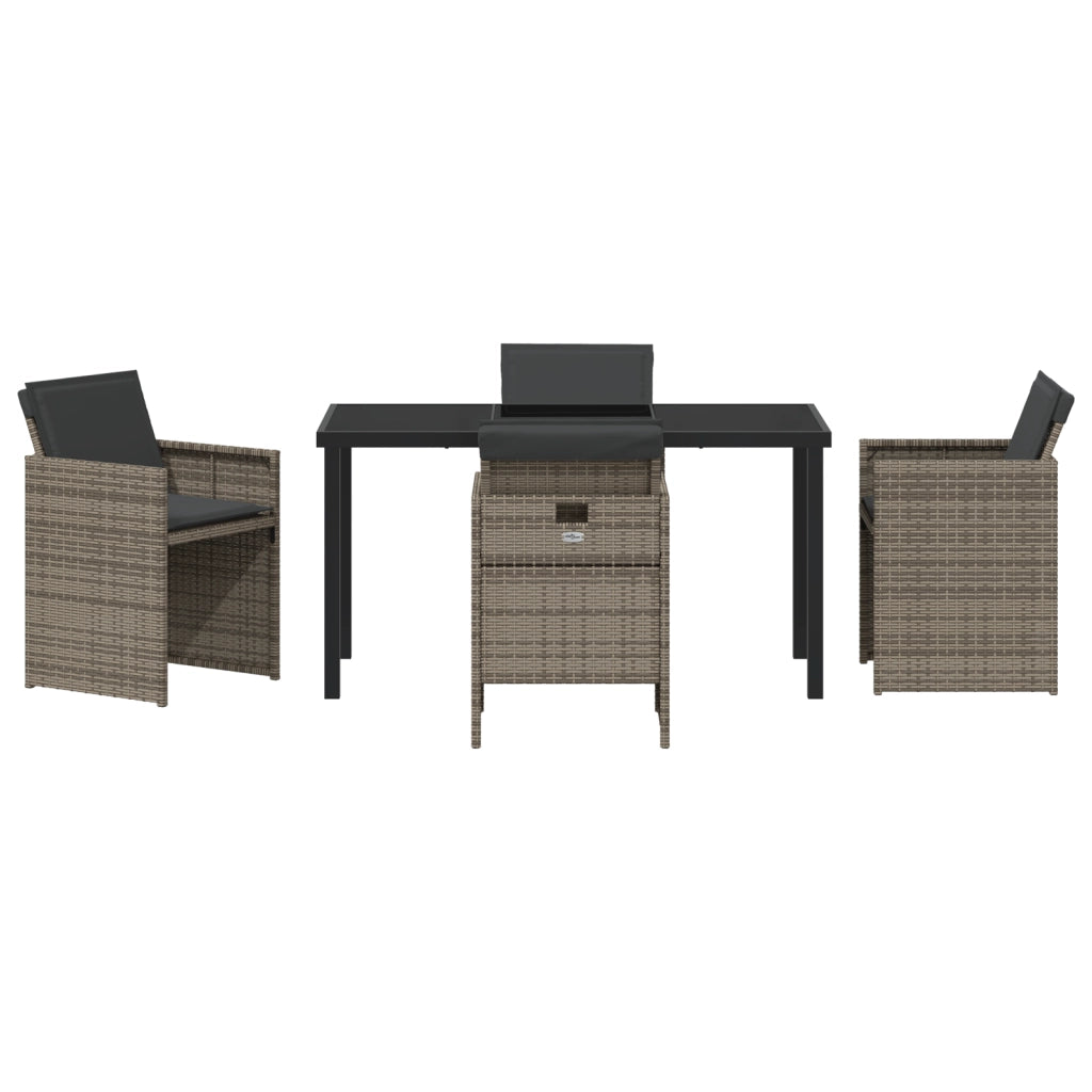Set da Pranzo da Giardino 5 Pezzi con Cuscini Grigio Rattan Sintetico
