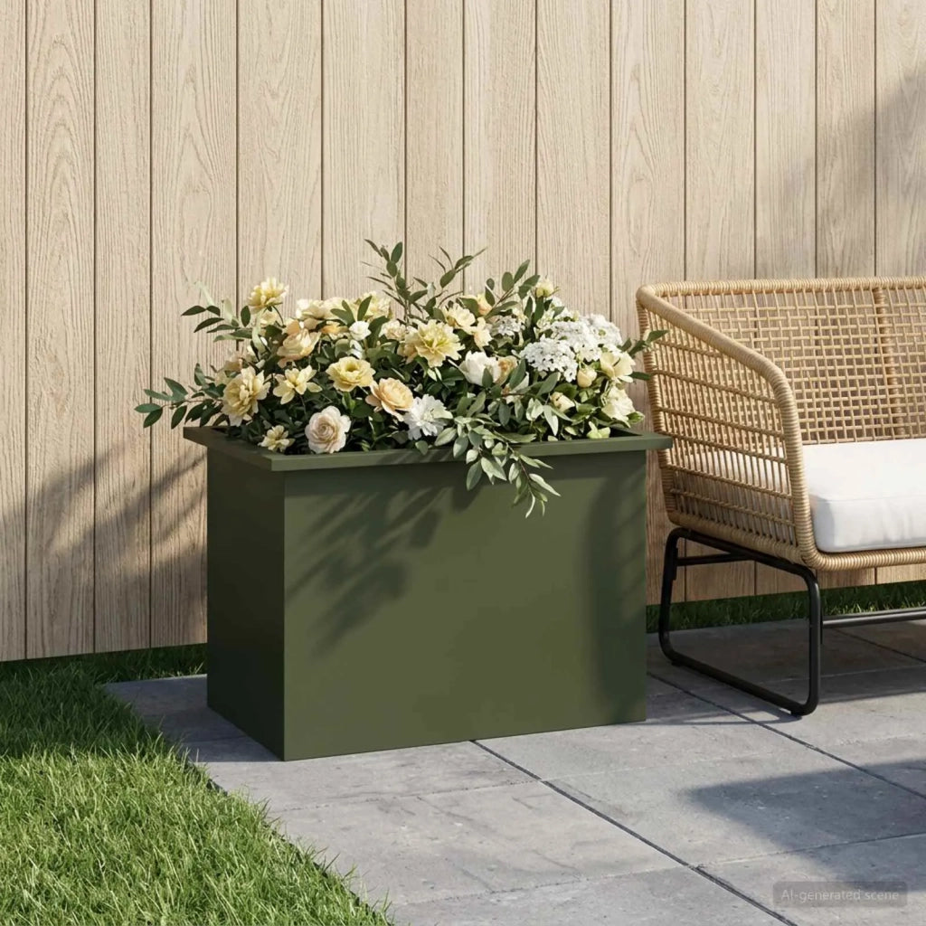 Fioriera da giardino con LED Verde Oliva 40 x 60 x 40 cm 8008146