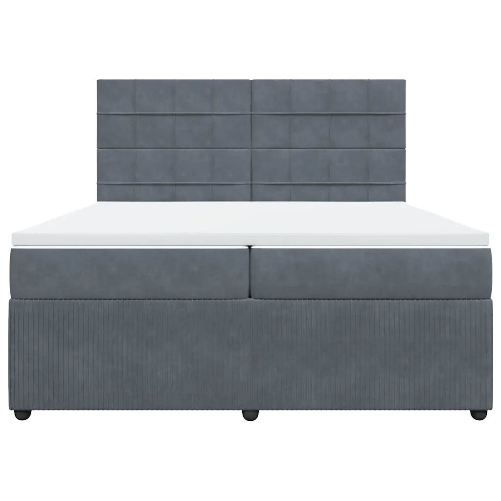 Giroletto a Molle con Materasso Grigio Scuro 200x200 cm Velluto