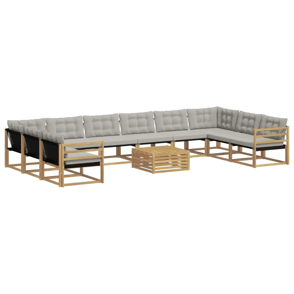 Set di divani da esterno 11 pz Bianco e Grigio Chiaro 3389129