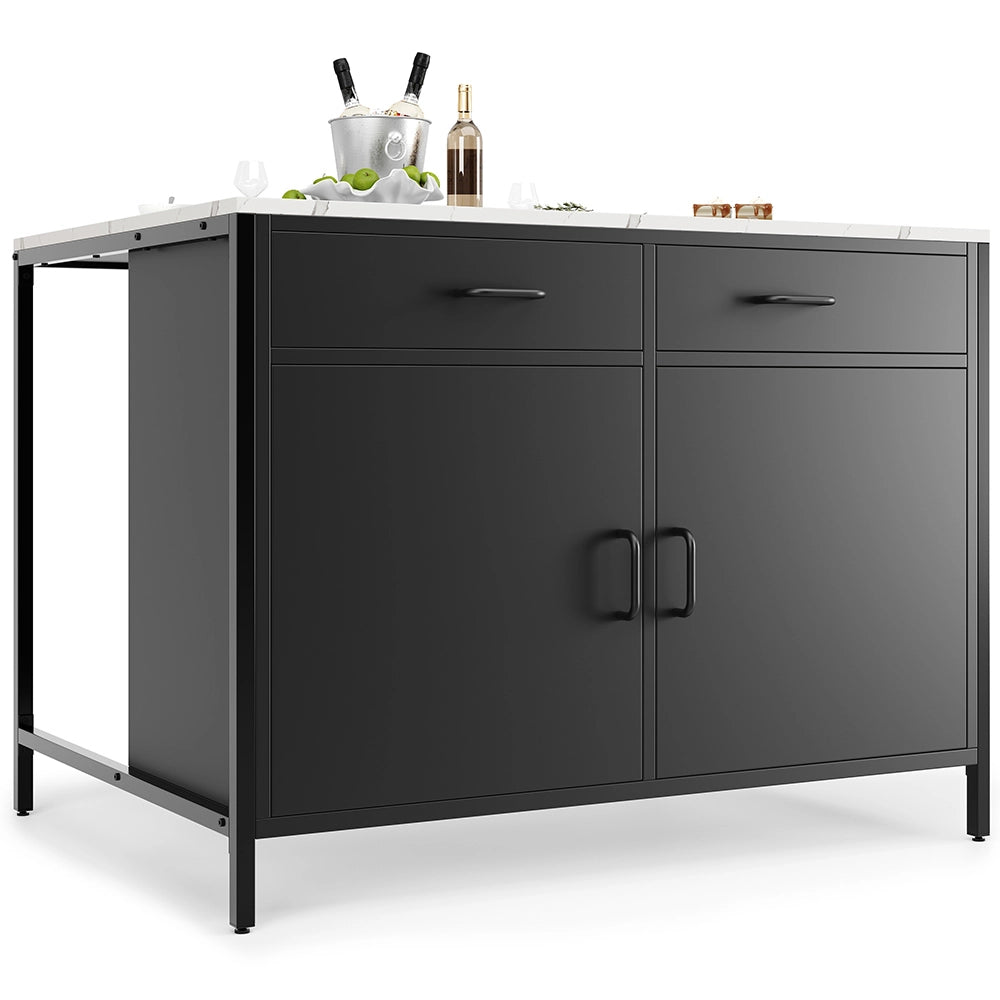 Tavolo Cucina - Xylo - 105??39??102 cm - Piano Marmo Nero Piedi Regolabili