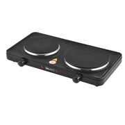 Fornello Elettrico Doppio con Piastre in Ghisa 1000+1500 W - Nero in.tec