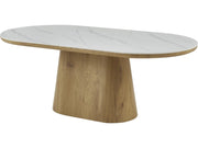 Tavolo da pranzo ovale in legno ceramico "Bellagio" - 8 posti - Bianco e marrone