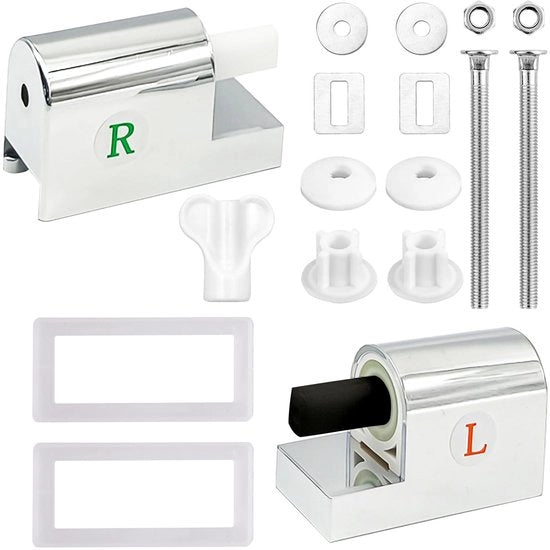2 pezzi di sostegno di sedile WC universale, sospensioni di sedile WC con sfera, sospensioni di sedile WC con accessori completi, chiusura soft del sedile WC, sospensioni di sedile WC in metallo