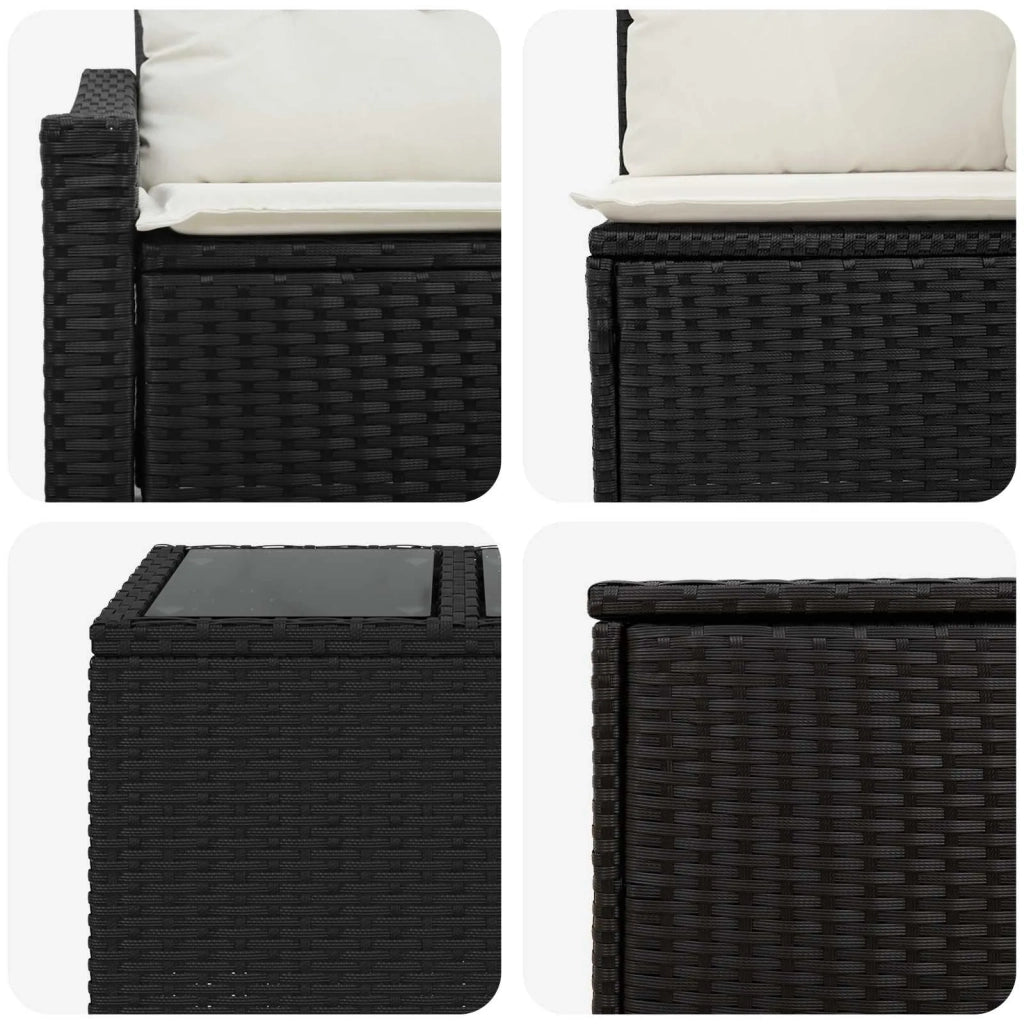 Set di divani 8 pz Nero e Bianco Crema 3448207