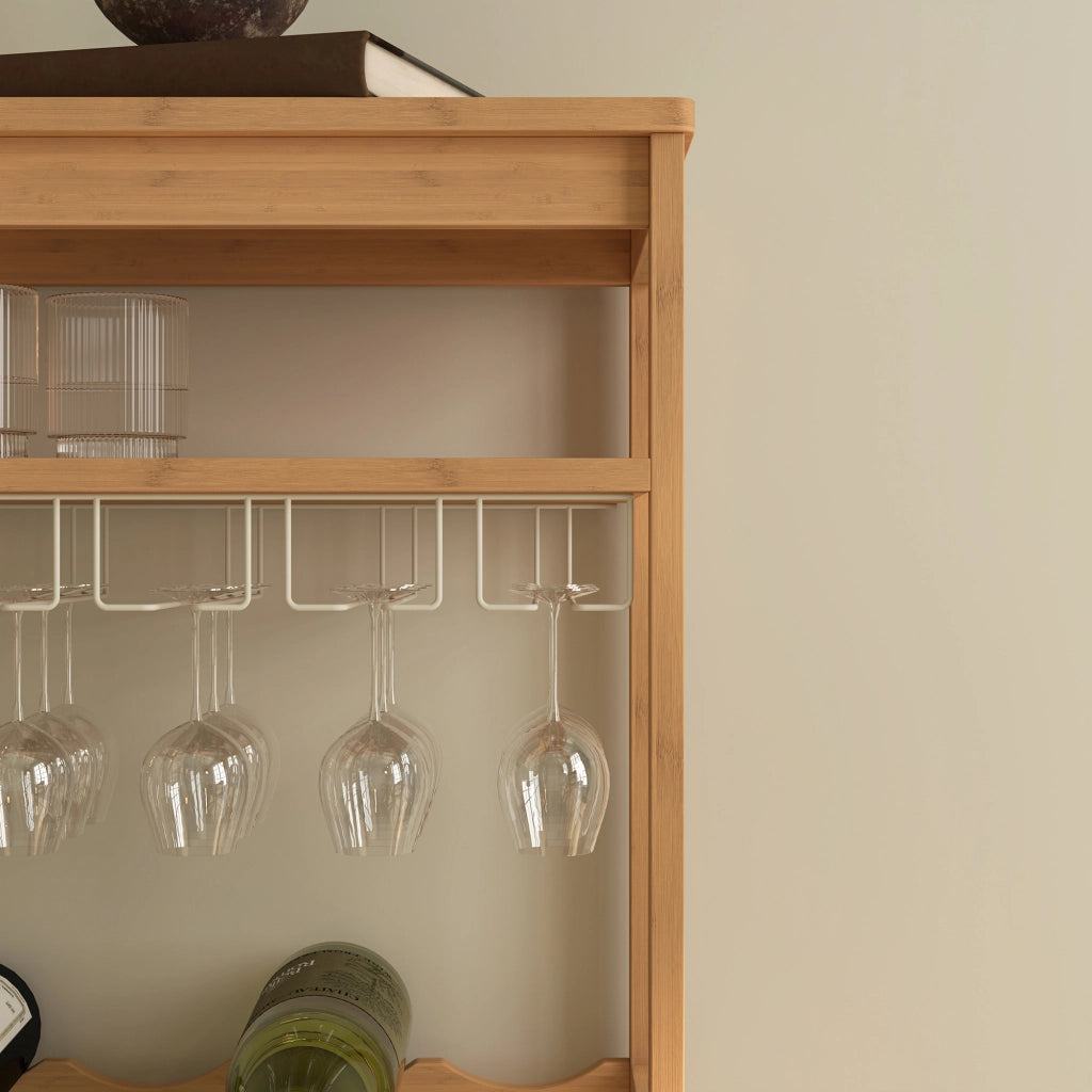 Scaffale Portabottiglie Fillby Cantinetta Vino 100 x 47 x 29 cm in Bambù Naturale [en.casa]