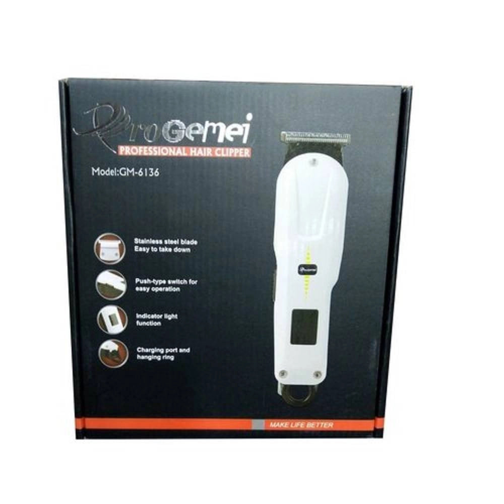 Trade Shop - Tagliacapelli Professionale Ricaricabile Gm-6136 Display Lcd Trimmer 4 Pettini -