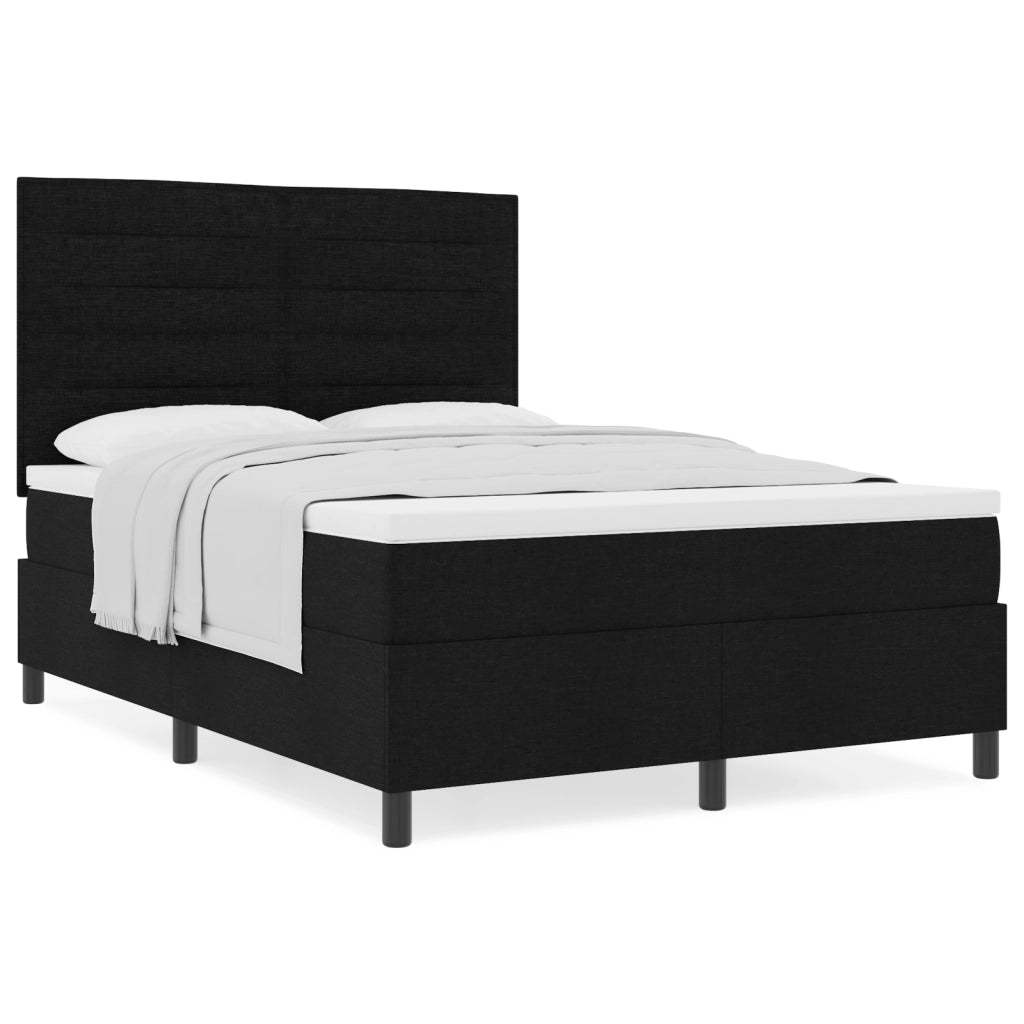 Letto a Molle con Materasso Nero 140x200 cm Tessuto