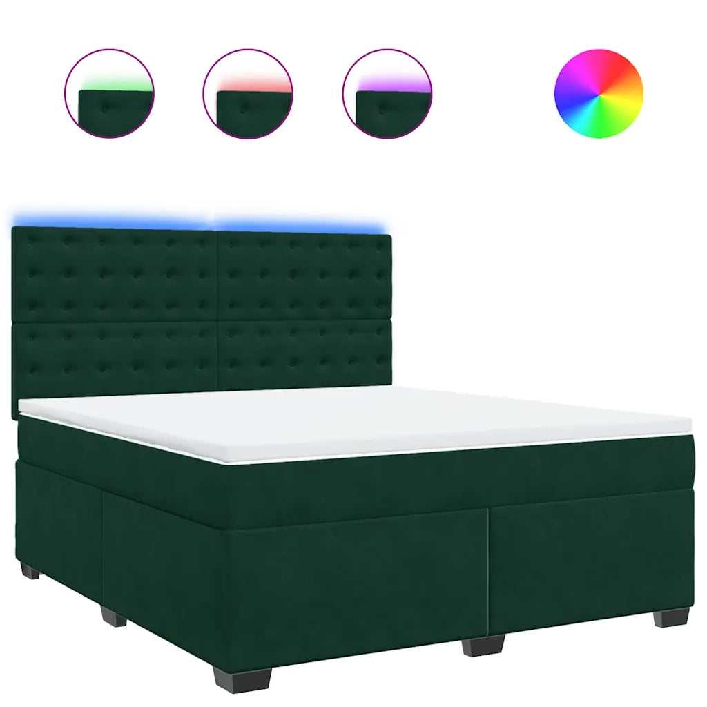 vidaXL Giroletto a Molle con Materasso Verde Scuro 180x200 cm Velluto