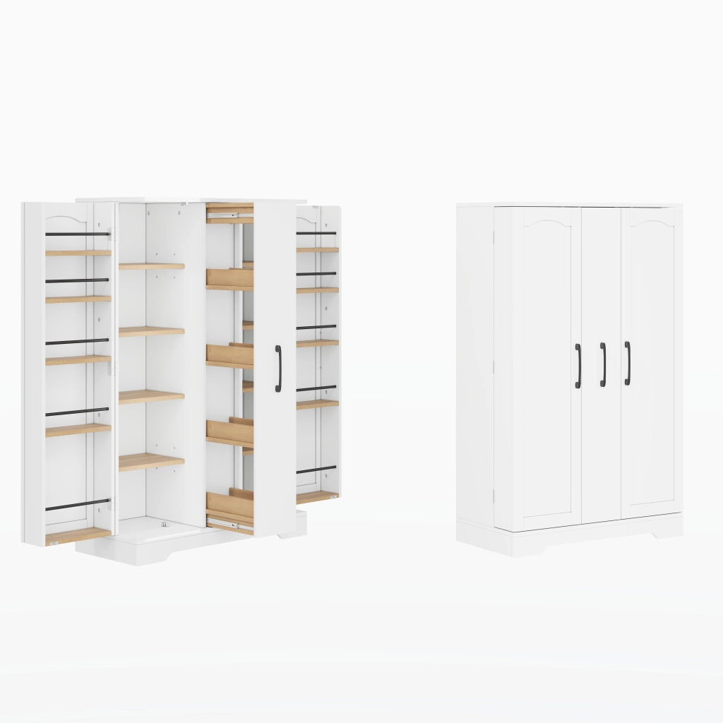 Credenza da cucina con 4 ripiani interni regolabili e vetrina portateglie, 120 × 78 × 35 cm, bianco