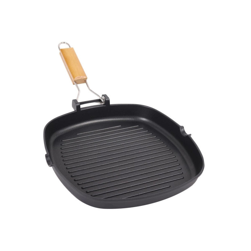 Set di 6 Bistecchiere 28x28 Cm Zephyr Alluminio Pressofuso Con Manico Pieghevole