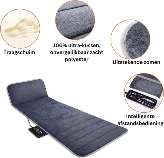 Mat di massaggio caldo - Mat di massaggio a spugna con calore, mat di massaggio vibrante con 10 motori vibranti per collo, schiena, vita, gambe, regalo per uomini e donne