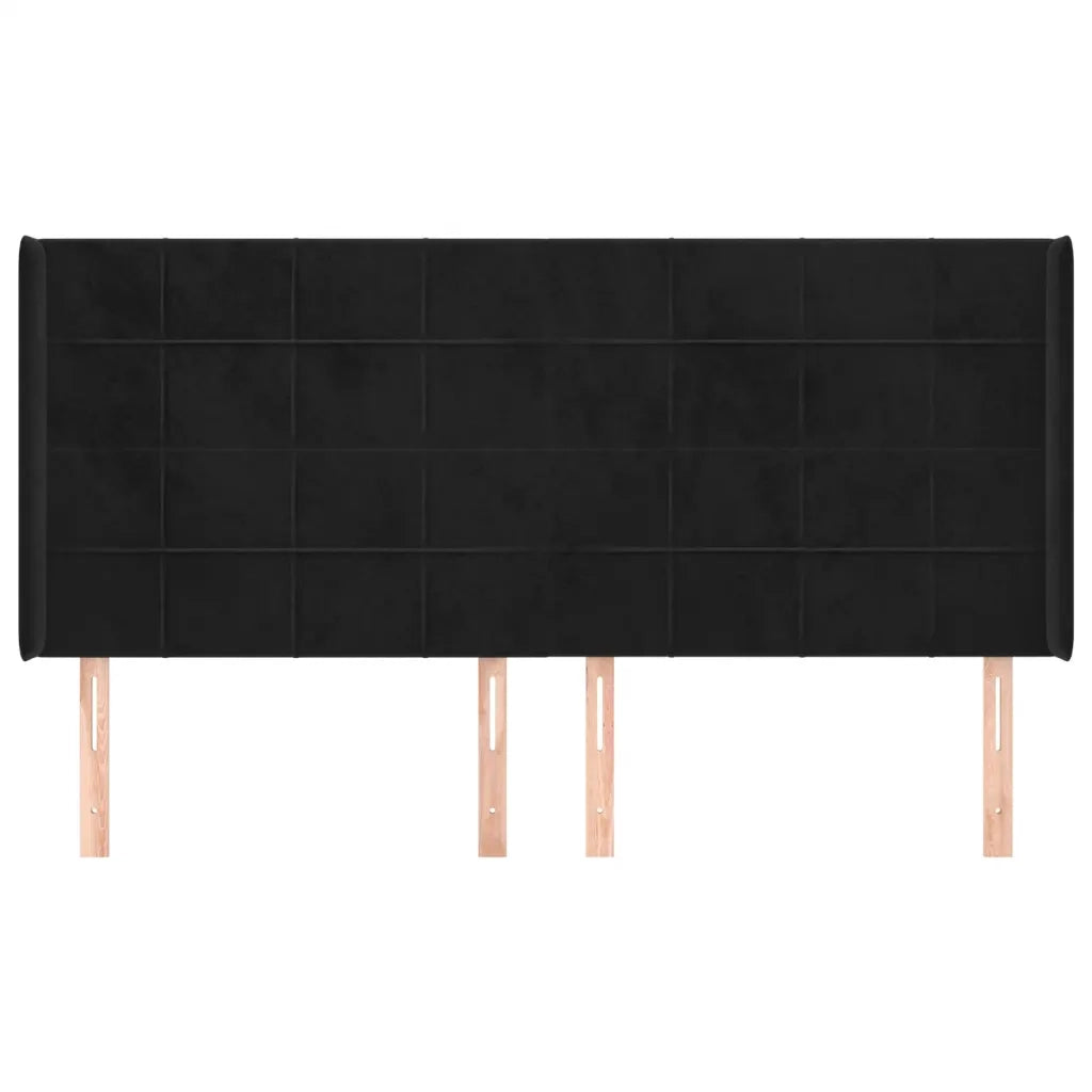 Testiera | Testata ad Orecchio Nera 203x16x118/128 cm in Velluto