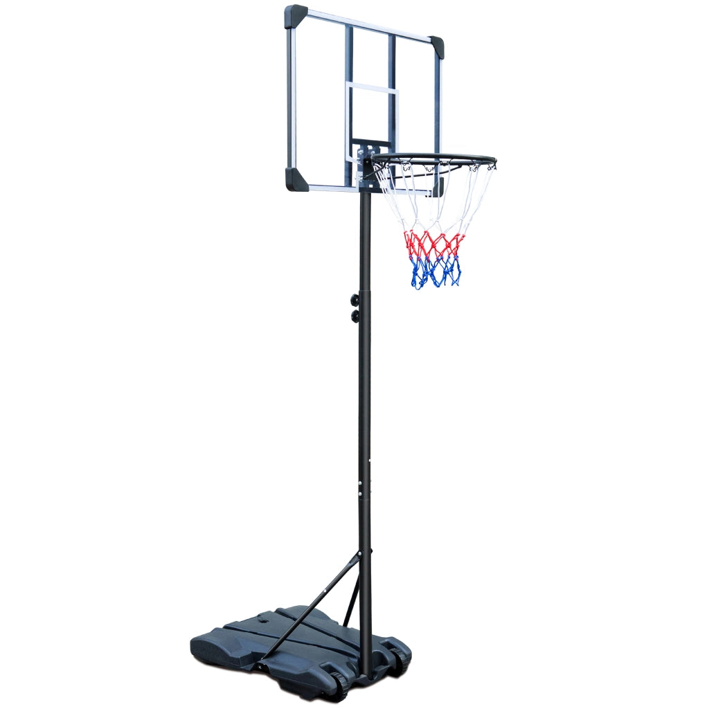 Area giochi con canestro regolabile in altezza con ruote per uso interno ed esterno in acciaio nero 164,59 × 213,36 cm