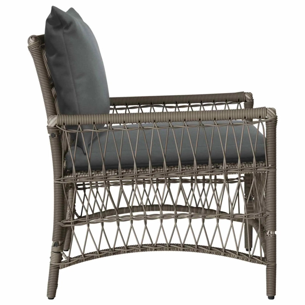 Sedia da Giardino con cuscino Grigio 73 x 61 x 77 cm polyrattan 42006219