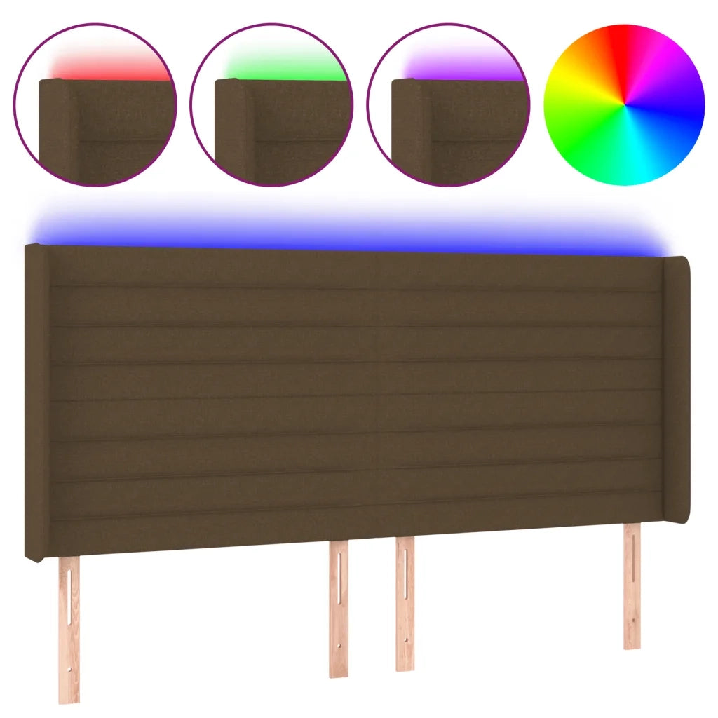 Testiera a LED-Testata con LED Marrone Scuro 183x16x118/128 cm in Tessuto 791112