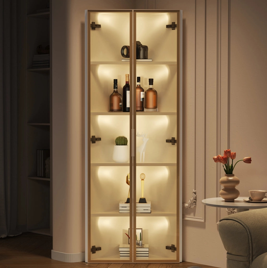 Vetrina angolare LED bianca 62 x 35 x 160 cm
