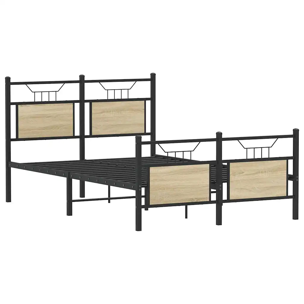 Letto matrimoniale | Letto per adulti | Giroletto senza Materasso Rovere Sonoma 120x190cm in Truciolato