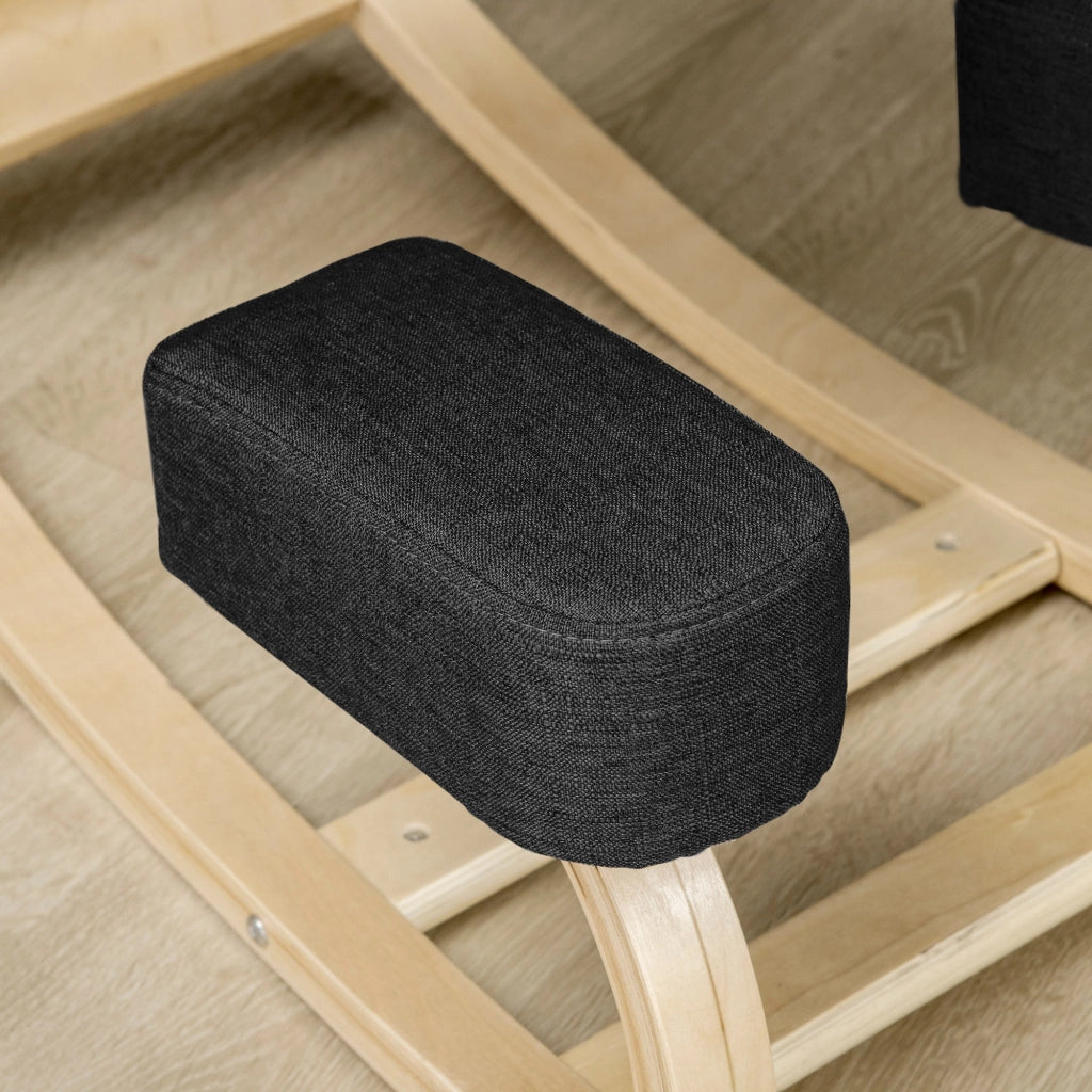 Sedia Ergonomica con Inginocchiatoio 51x69x58 cm in Betulla e Poliestere Nero