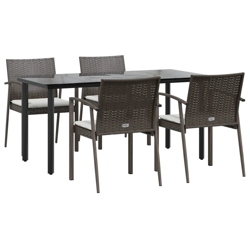 Set Pranzo da Giardino 5pz con Cuscini in Polyrattan e Acciaio 3186993